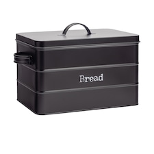Harbour Housewares Vintage Metal Kitchen Bread Bin - 40cm - Black