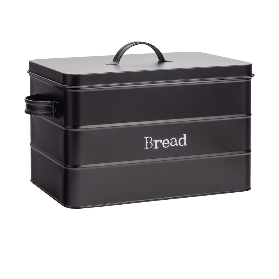 image 1 of Harbour Housewares Vintage Metal Kitchen Bread Bin - 40cm - Black