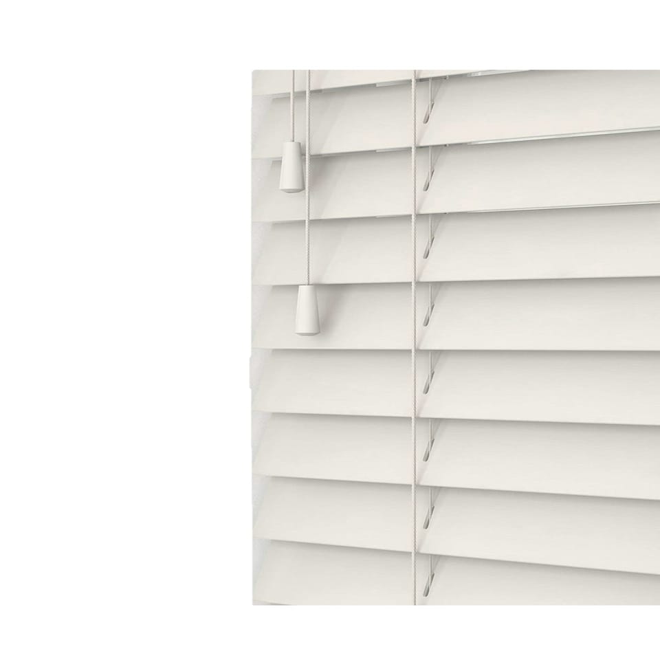 image 1 of 180cm Fog White Wooden Venetian Blinds With Strings (130cm drop) | White | White