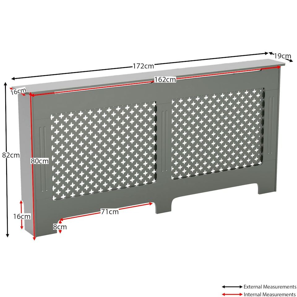 image 1 of Vida Designs Oxford Radiator Cover Painted MDF Cabinet, Grey, 172cm
