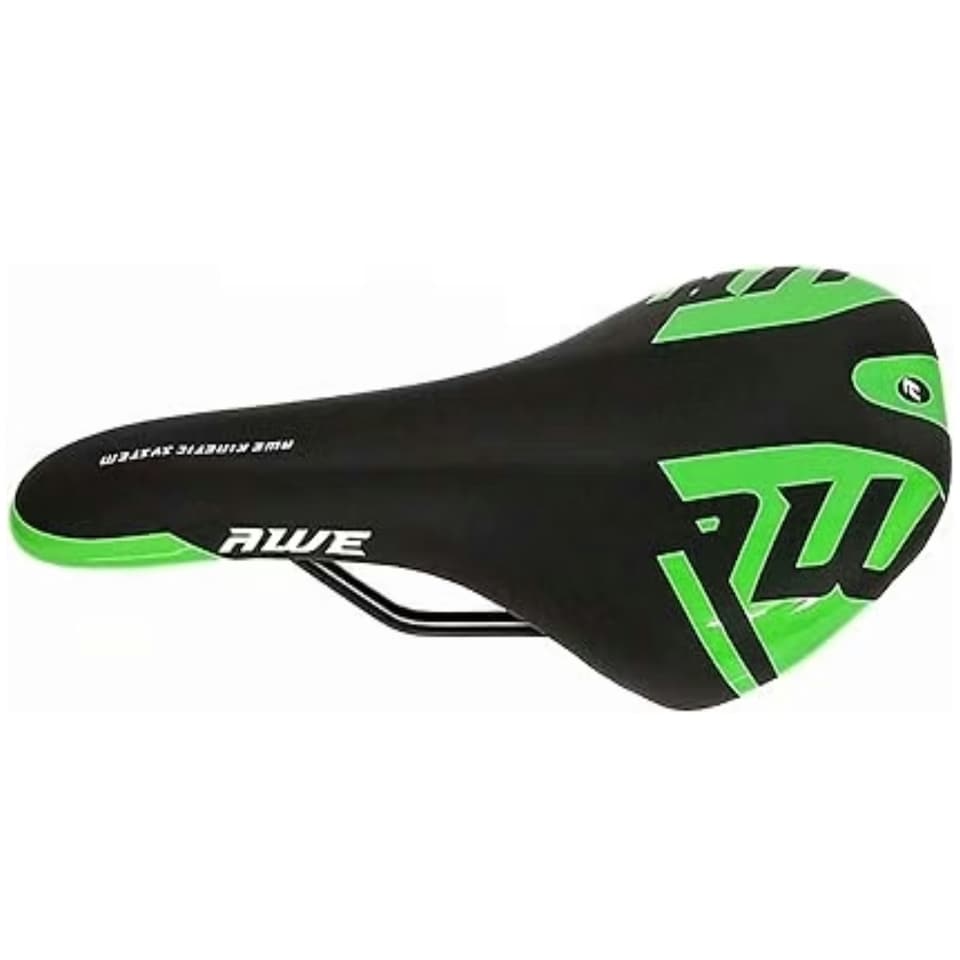 image 1 of AWE Adult Unisex MTB/Race Bike Green/Black Gel Saddle With Steel Rails