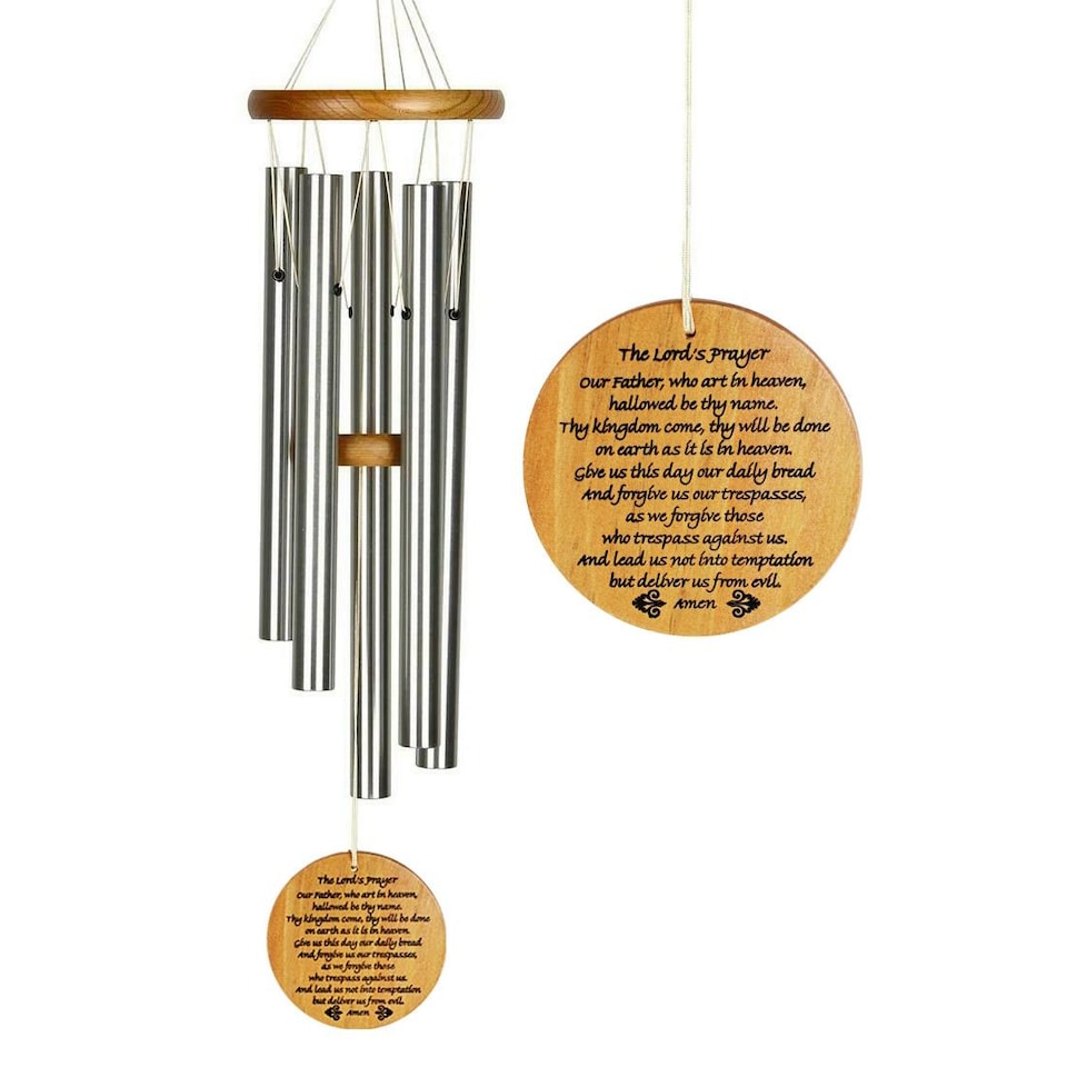 image 1 of Woodstock Silver Garden Wind Chime The Lords Prayer