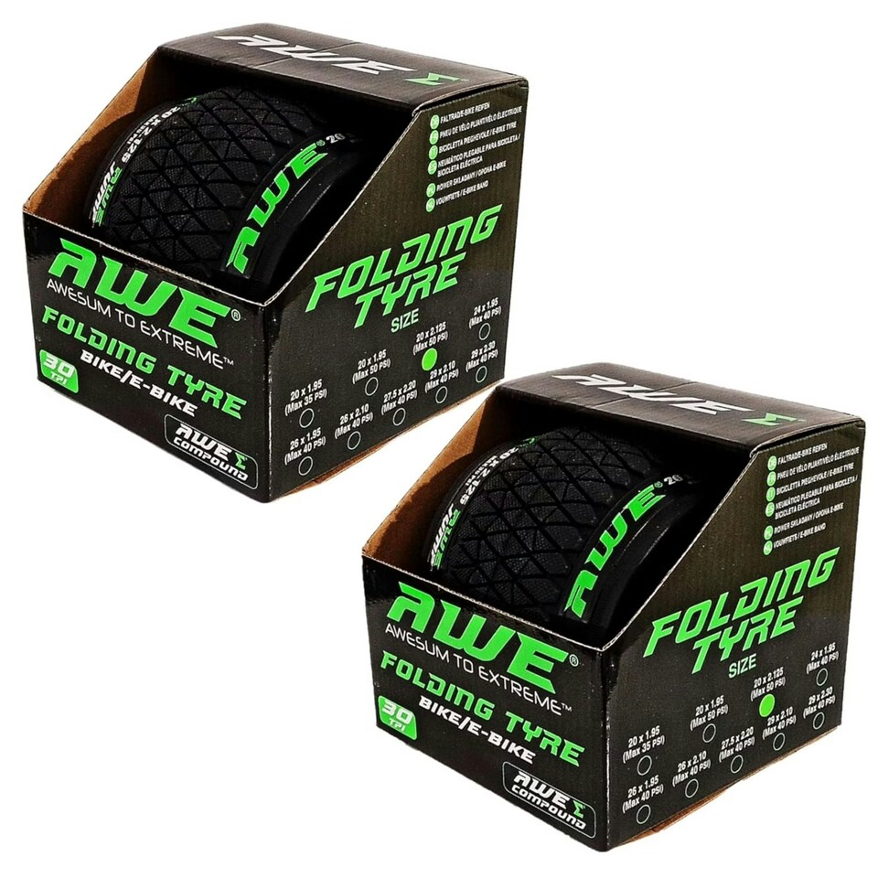 image 1 of 2 x AWEJump Folding Tyres 20" x 2.125 + 2 x AWE Inner Tubes 20" x 1.75-2.125 SV