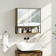 image 2 of HOMCOM Industrial Bathroom Cabinet with 2 Mirrored Doors Open Shelf Brown