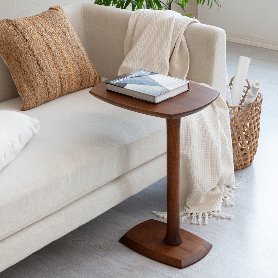image 1 of Ellis C-Shaped Solid Mango Wood Sofa Side Table