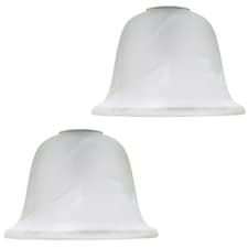 Pair of White Alabaster Glass Shades with Traditional Shape for E14 and E27 | White
