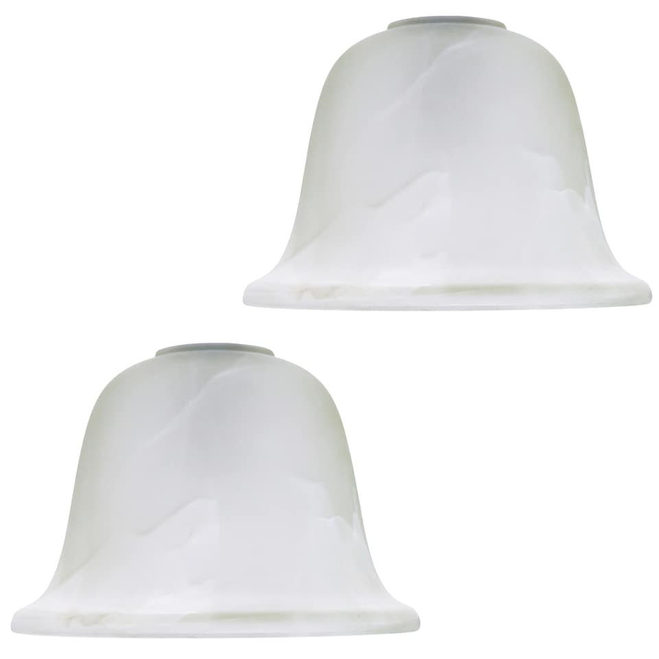 image 1 of Pair of White Alabaster Glass Shades with Traditional Shape for E14 and E27 | White