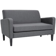 HOMCOM 2 Seater Sofa, Small Comfy Sofa Couch with Rubber Wood Legs, Modern Upholstered Loveseat for Living Room, Bedroom, Charcoal Grey