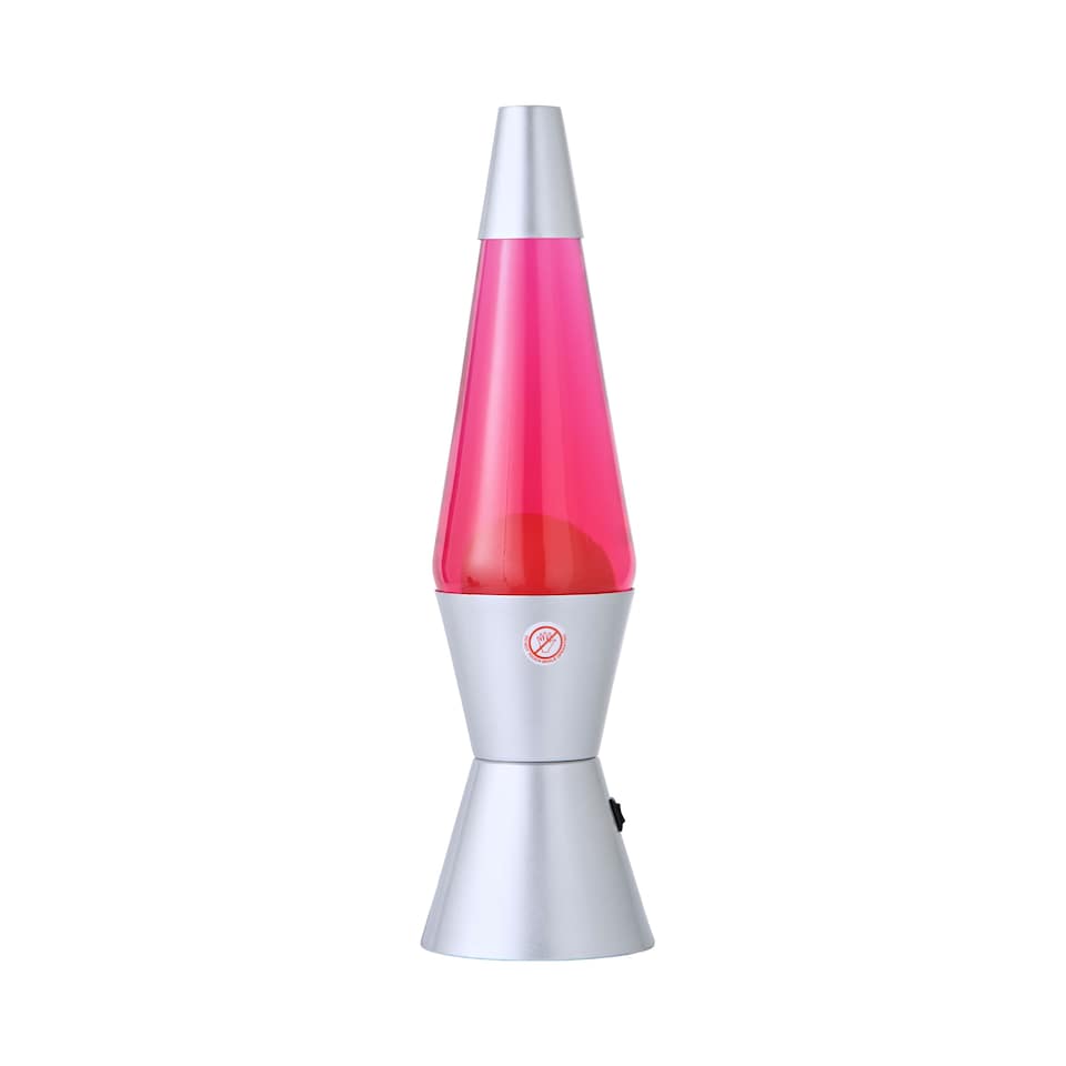 image 1 of ValueLights Razzo Lava lamp Clear Silver Illuminated Decoration and Integrated LED 1W Pink Bulb