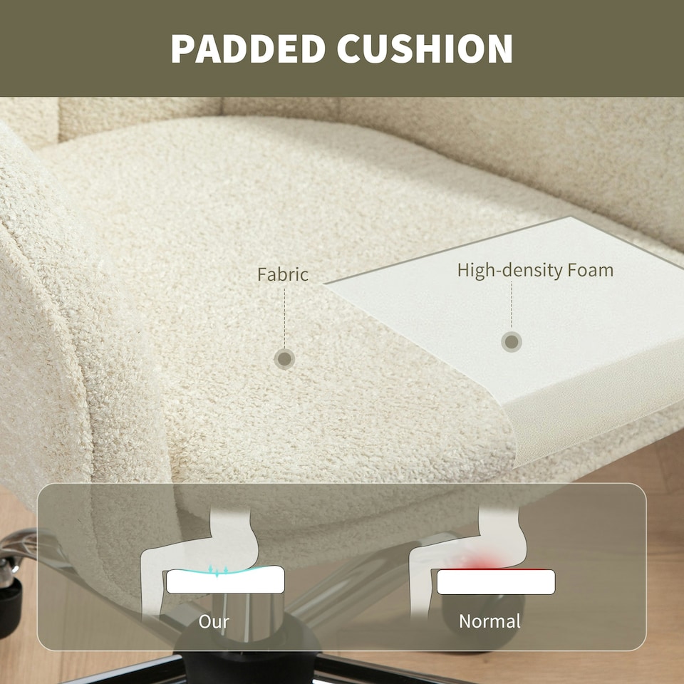 image 1 of HOMCOM Modern Velvet Office Desk Chair for Bedroom, Living Room, Beige | Multi