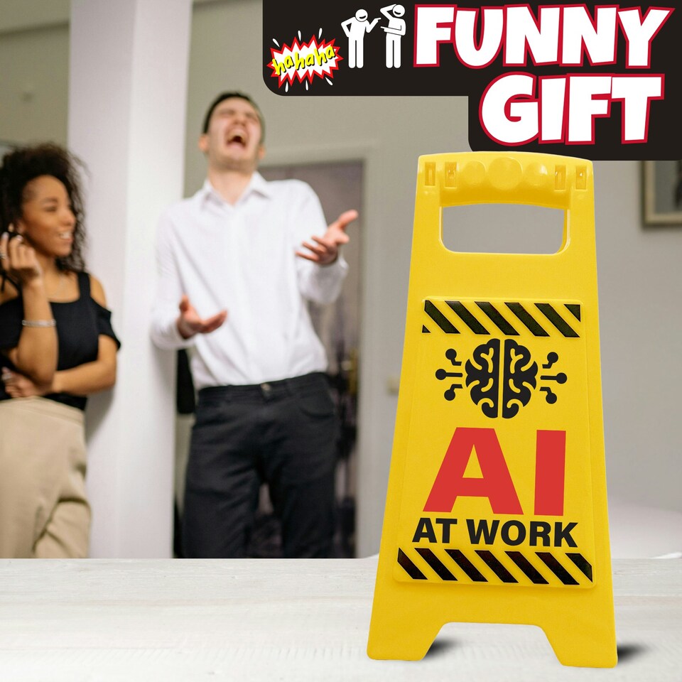 image 1 of Desk Warning Sign - AI At Work