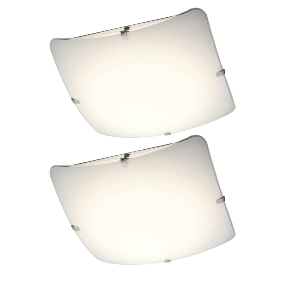 image 1 of Set of 2 Eden - Frosted Glass Flush LED Ceiling Lights