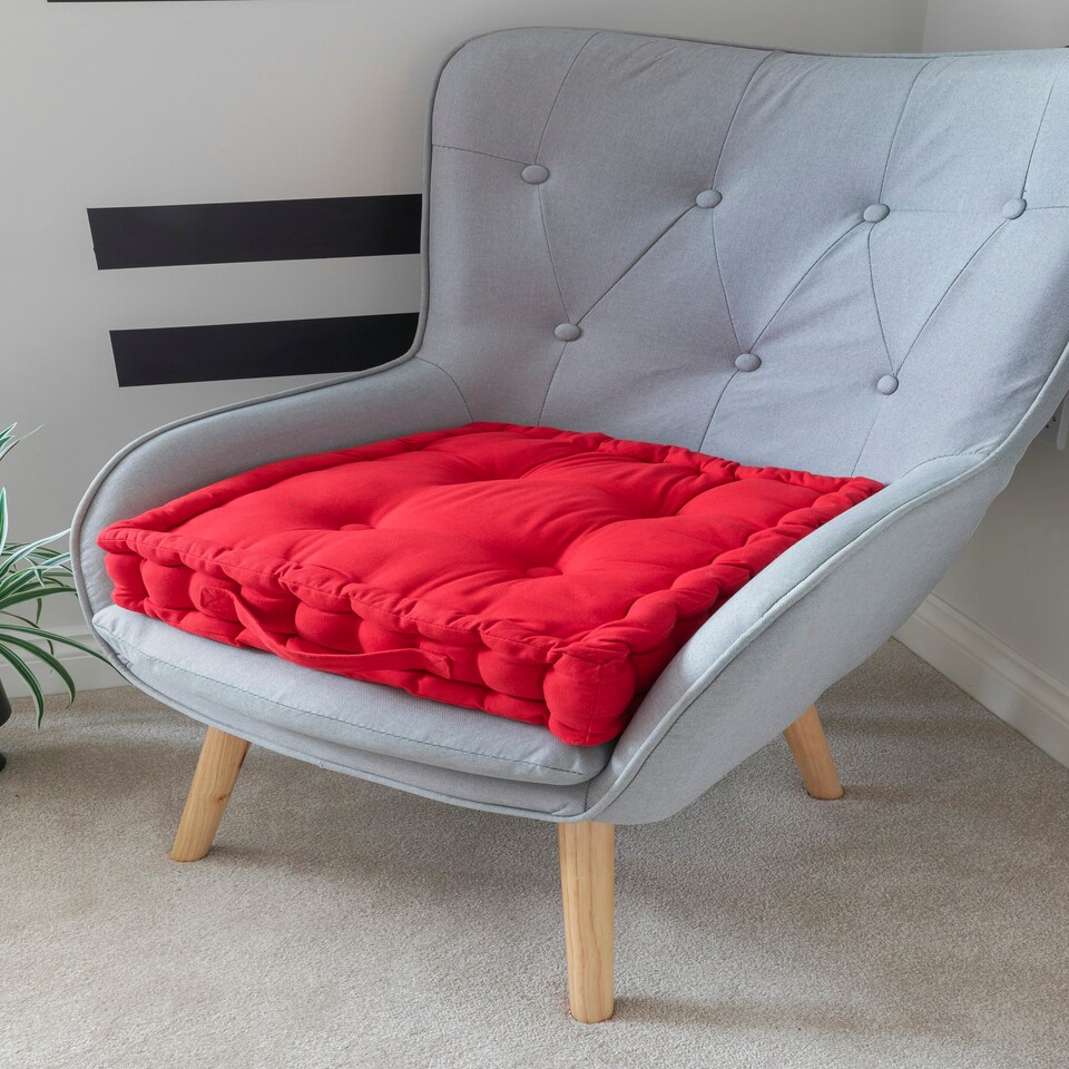 image 1 of Seat Pad Cushion Booster 100% Cotton Cover Extra Thick 10cm 45cm Square