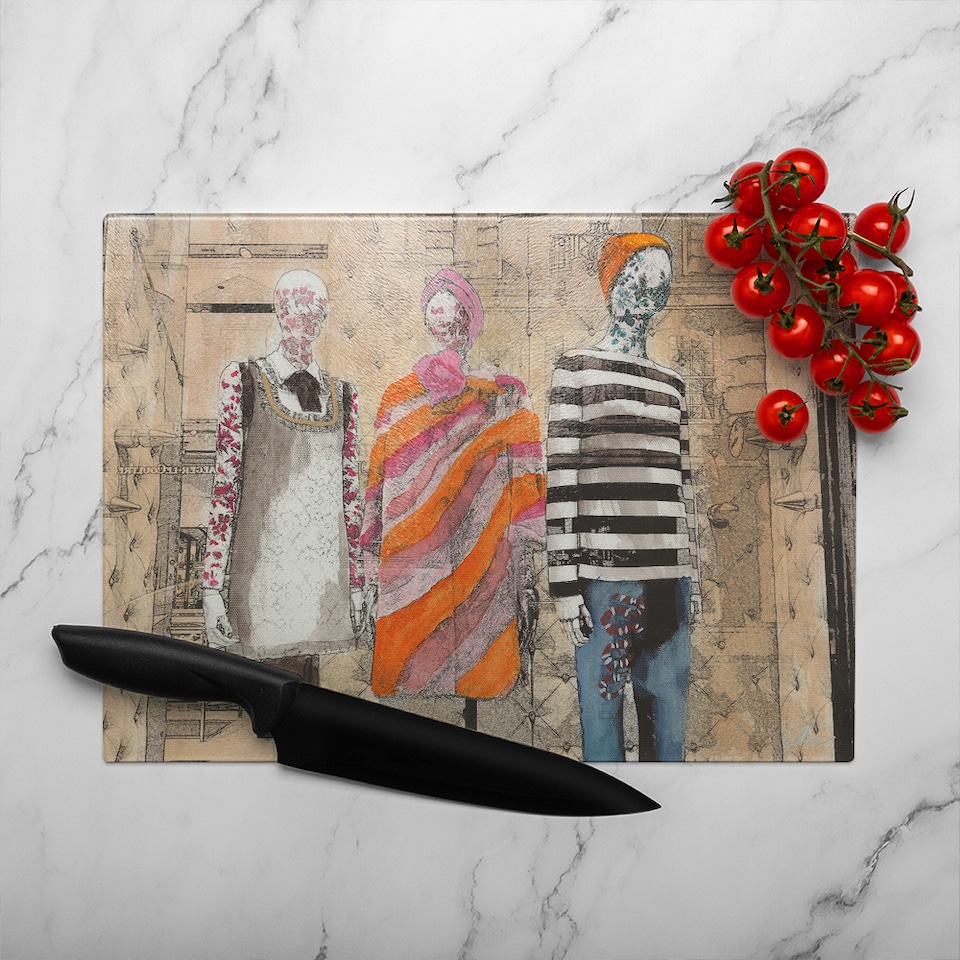 image 1 of Shopping The Look Glass Chopping Board | Multi