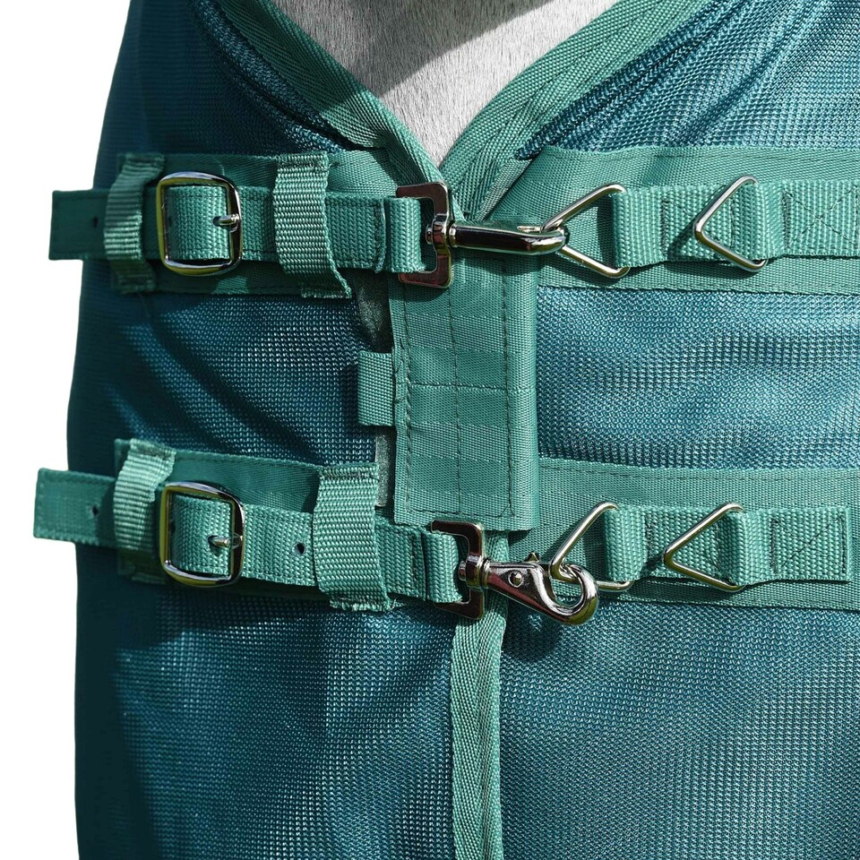 image 1 of Weatherbeeta Green-Tec Combo Neck Airflow Horse Fly Rug - White/Dragonfly Blue - 6´