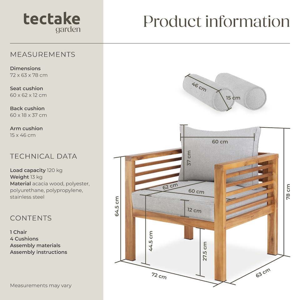 image 1 of Garden Chair Boka - thick cushions, heat-treated wooden frame, weather-resistant | Brown | brown | One Size | 1