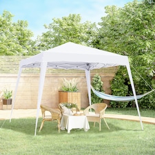 Outsunny 3 M x 3 M Base 2.5 M x 2.5 M Top Pop Up Gazebo, 2 Person Setup Instant with Carry Bag, Height Adjustable Slant Leg Party Tent Instant Event Shelter for Garden, Patio | White