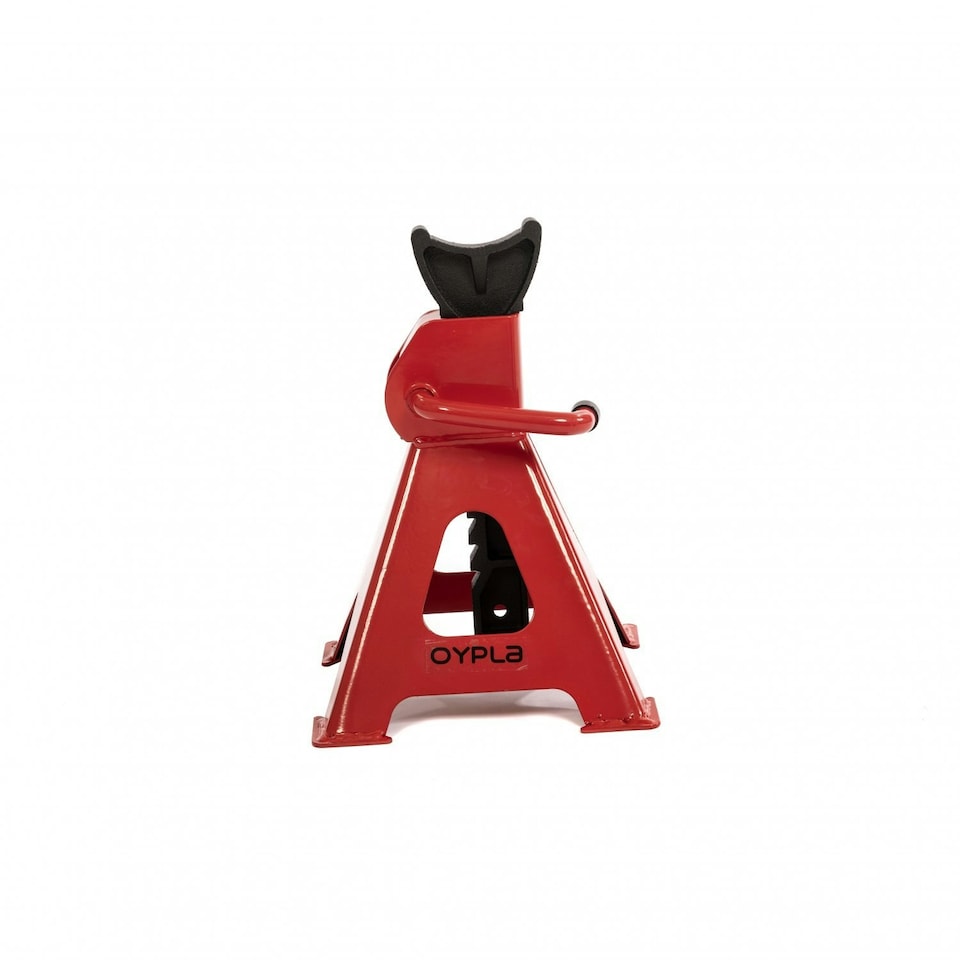 image 1 of Oypla 3 Ton Heavy Duty Ratchet Jack Lifting Axle Stands - Set of 2 Red