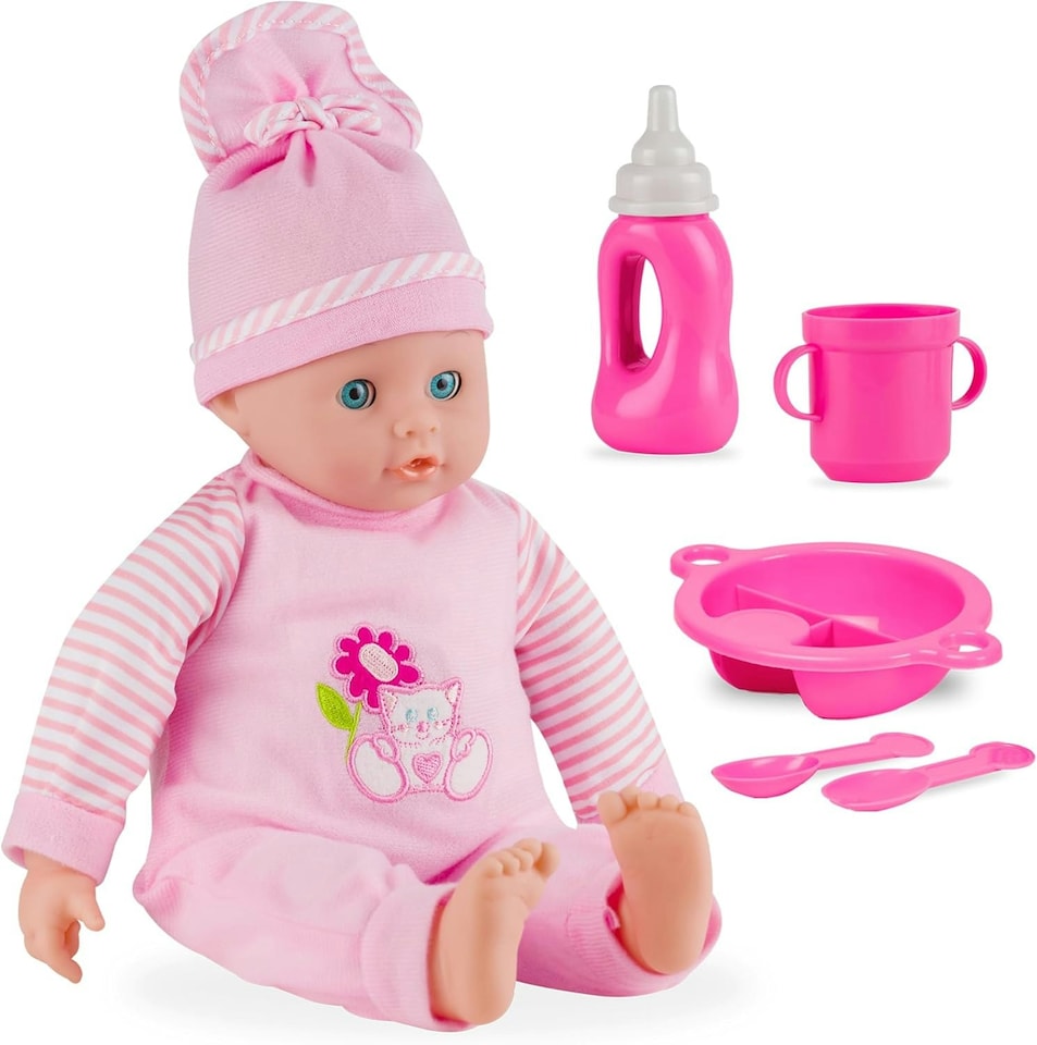 image 1 of Molly Dolly Baby Doll Set - 40cm Talking Doll With Feeding Accessories Set