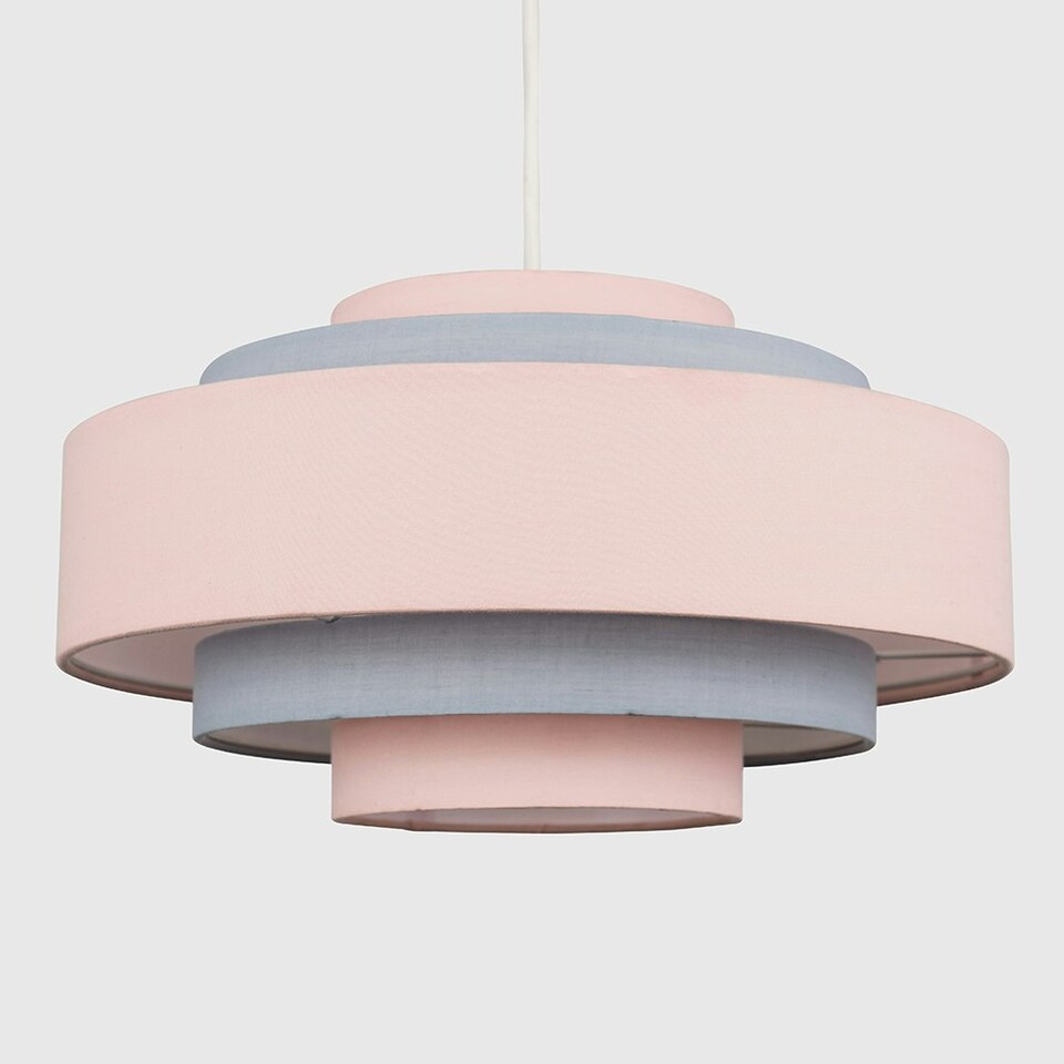 image 1 of ValueLights Hampshire Pink Ceiling Pendant Shade and B22 GLS LED 6W Warm White 3000K Bulb