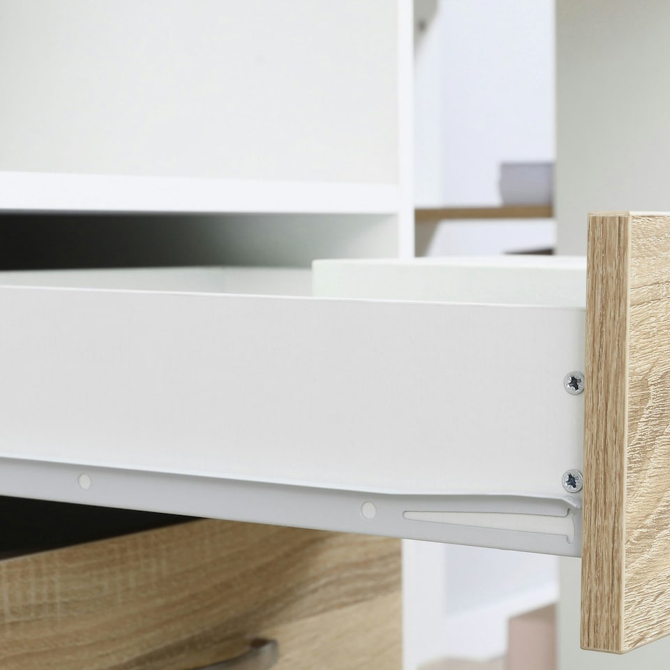 image 1 of HOMCOM Multi-Storage & Workstation Desk Table Storage Shelves Home Office Oak