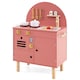 image 1 of COSTWAY Pretend Play Kitchen Wooden Kitchen Playset with Stoves Pink