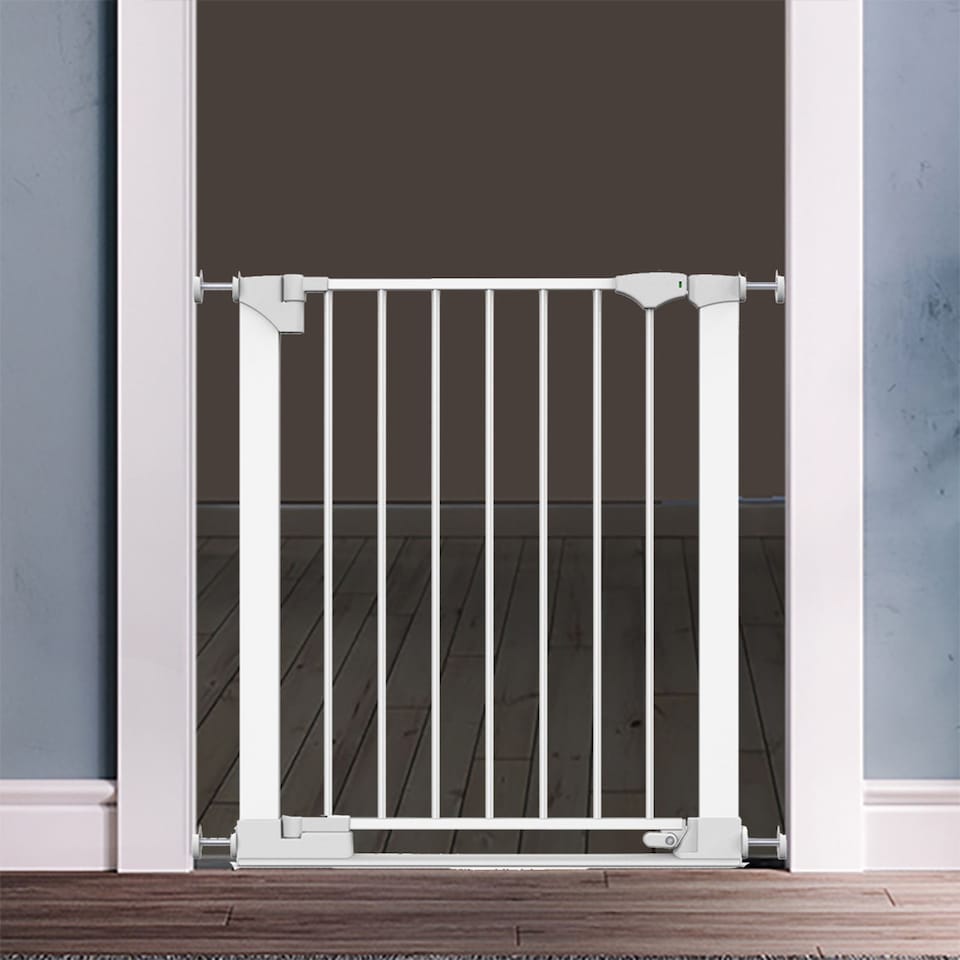 image 1 of Safetots SafeStep Gate, White, 96cm - 103cm, Extra Low Walkthough, 81cm Extra Wide Doorway, One Piece Extra Wide Baby Gate