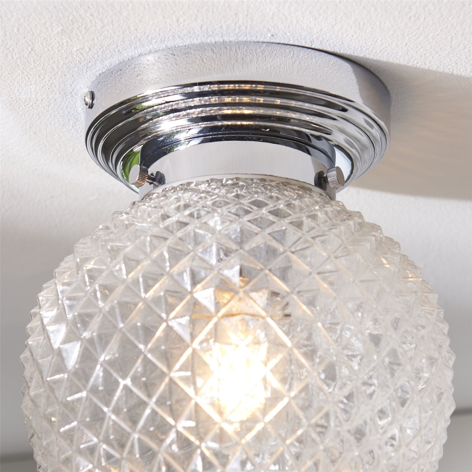 image 1 of Tropic - Chrome with Textured Glass IP44 Bathroom Ceiling Light