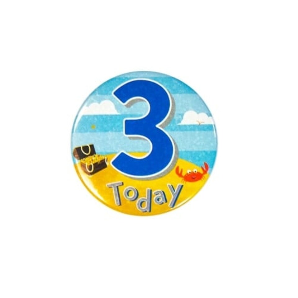 Age 3 Beach Small Badge 6cm