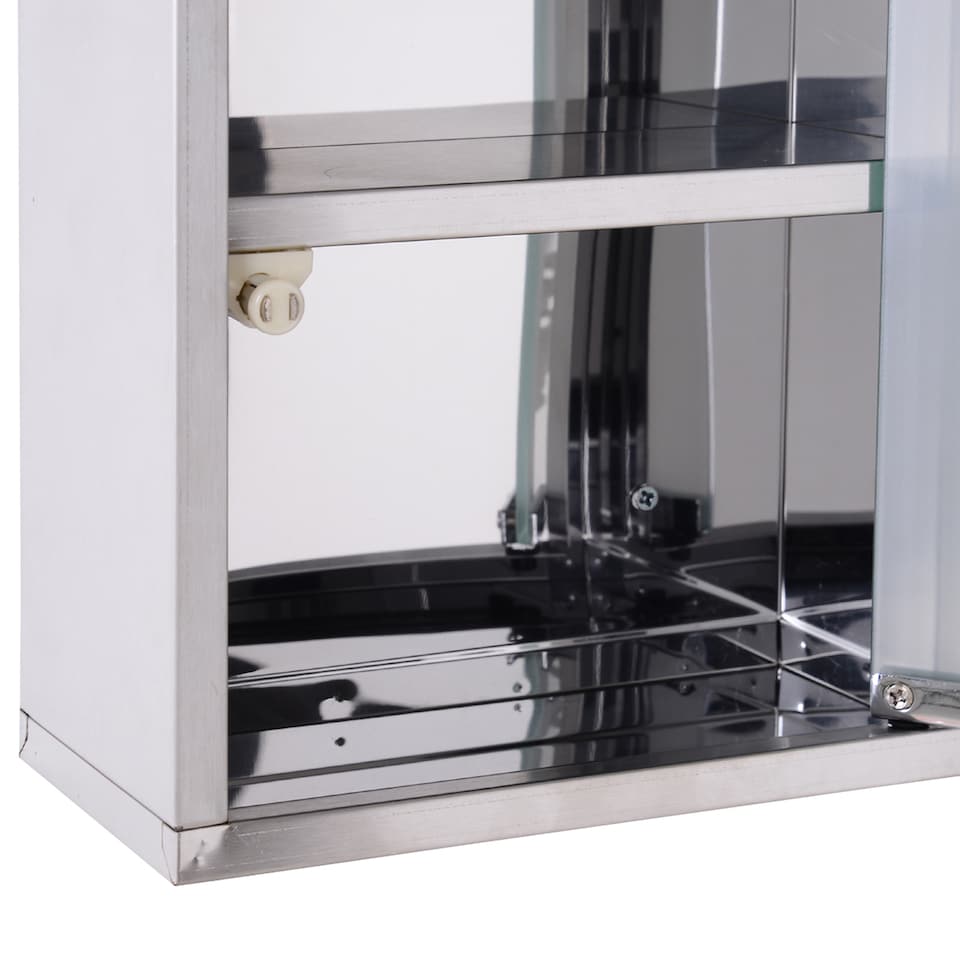 image 1 of HOMCOM Wall Mounted Medicine Cabinet First Aid Box Glass Door Lockable 3 Shelves