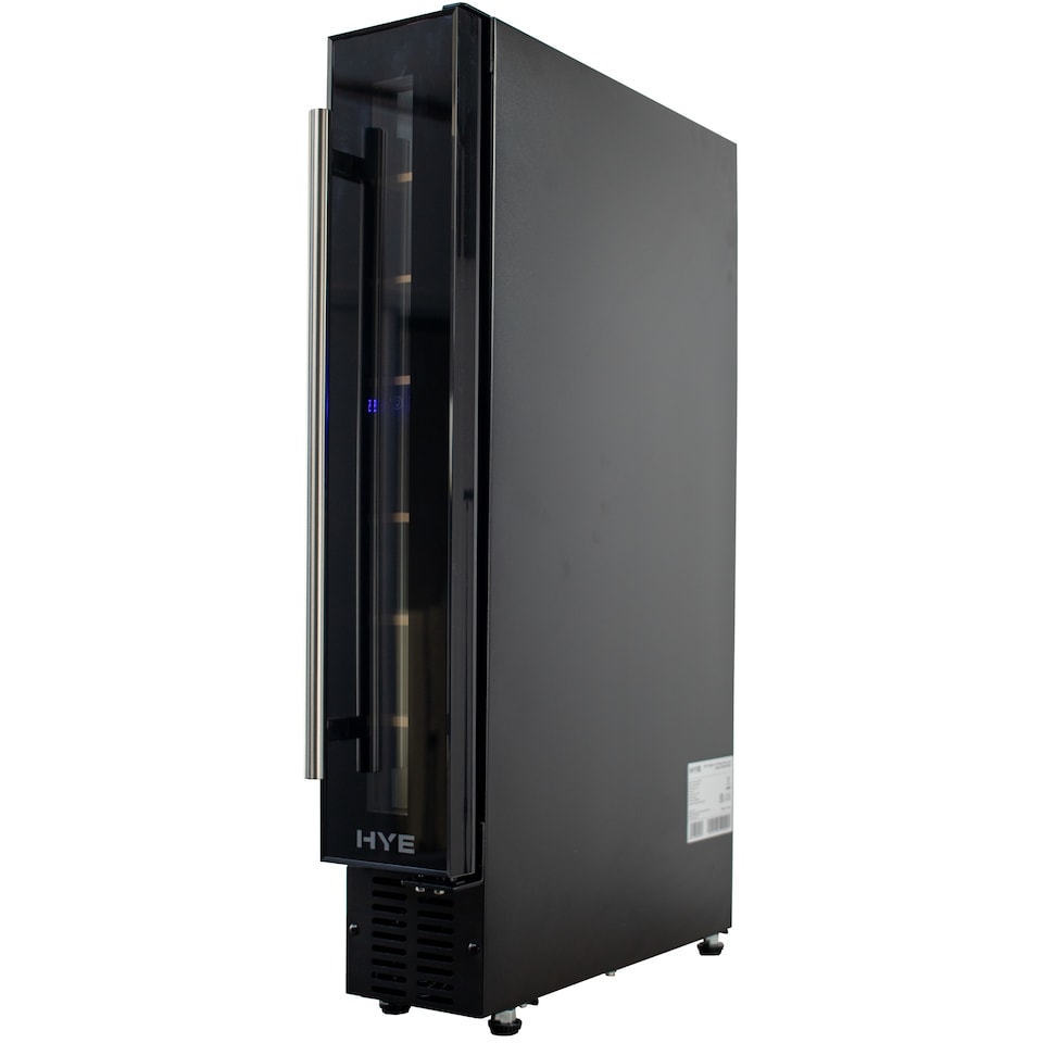 image 1 of HYE 22L Wine Cooler 7 Bottle, 15cm, Touch Controls, LED Lights, Black, Wooden Shelves - RF01WC7SB31