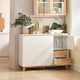 image 4 of SoBuy Low Sideboard with 2 Doors & 3 Drawers, White/Natural Wood, 47.2x15.7x35.4 inches, 27.1 kg - FSB75-WN