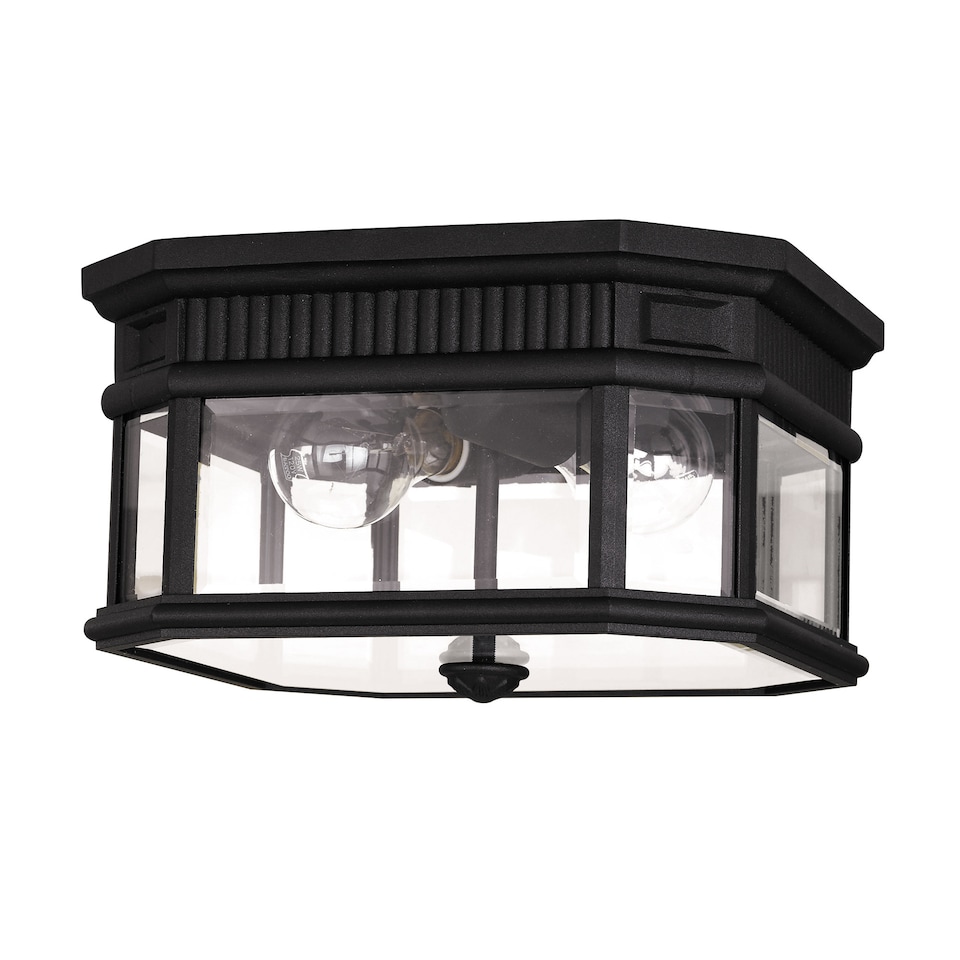 image 1 of Cotswold Lane 2 Light Outdoor Flush Ceiling Light Black IP44, E27