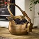 image 2 of Rounded Brass Coal Bucket & Shovel Gold
