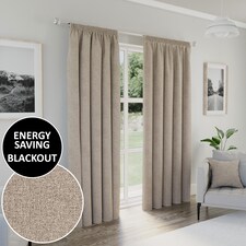 Enhanced Living Dallas 100% Blackout Thermal Natural Curtains with 3" Tape Top Header (PAIR) - 46x72 inch (117x183cm)