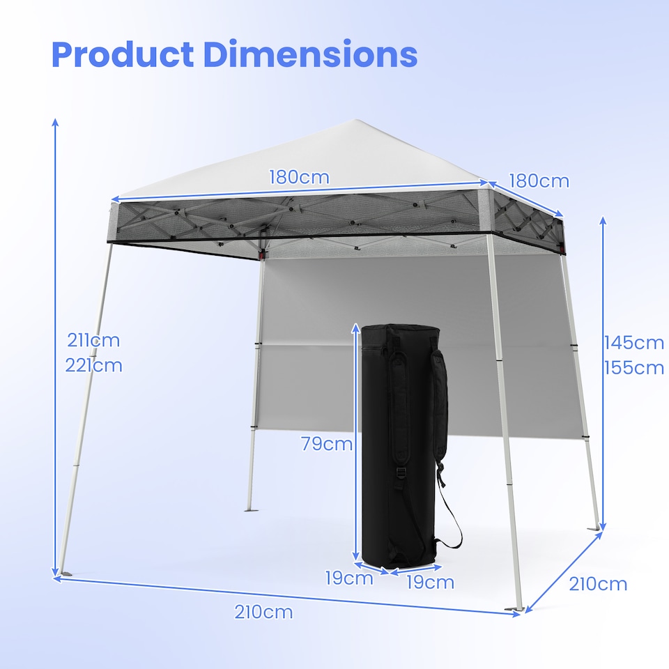 image 1 of COSTWAY 210 x 210 cm Pop up Canopy Tent Portable Backpack Canopy-White