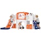 image 1 of AIYAPLAY 7 in 1 Toddler Slide Set, Frog Theme Playset with Basketball Hoop | Orange | Orange & White | 176L x 150W x 94H cm