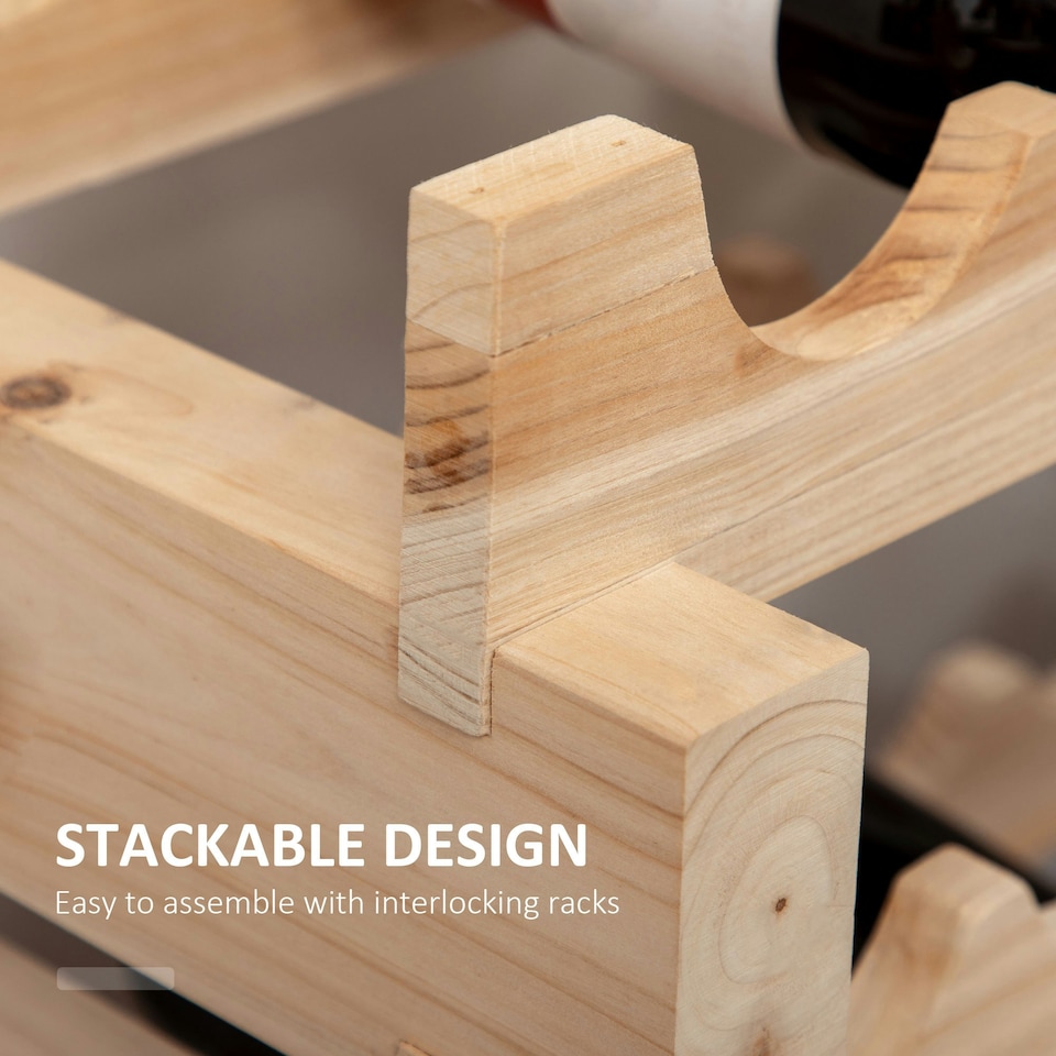 image 1 of HOMCOM 36 Bottle Shelf Wine Rack Holder Standing Holds Storage Fir Wood Cellar