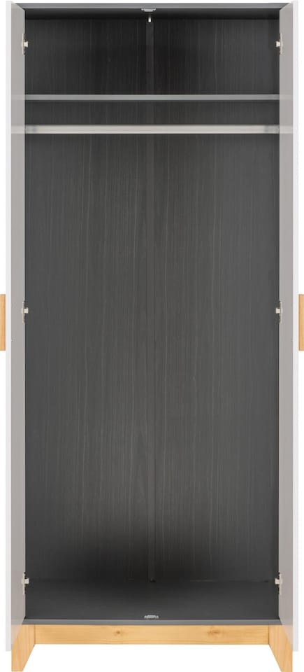 image 1 of Cleveland 2 Door Wardrobe - L52 x W80 x H192 cm - White/Grey Metal Effect | Grey
