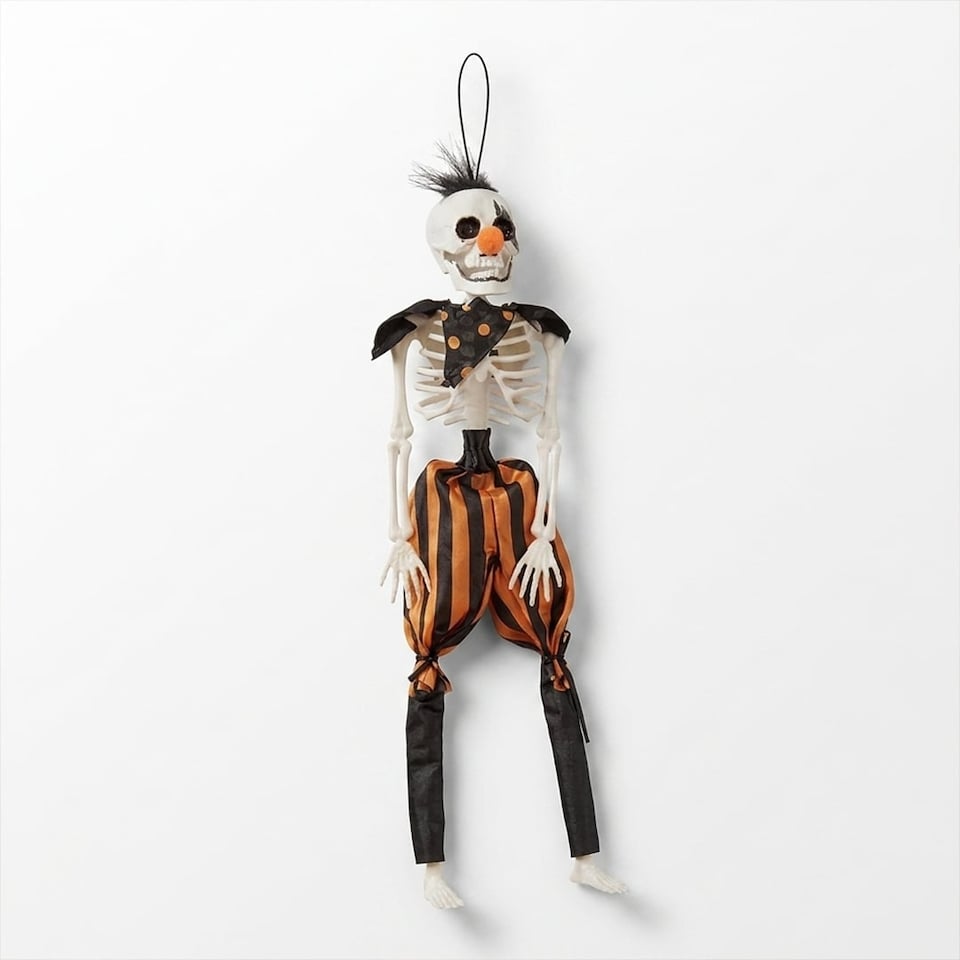 image 1 of Clown Skeleton Halloween Hanging Decoration 40cm