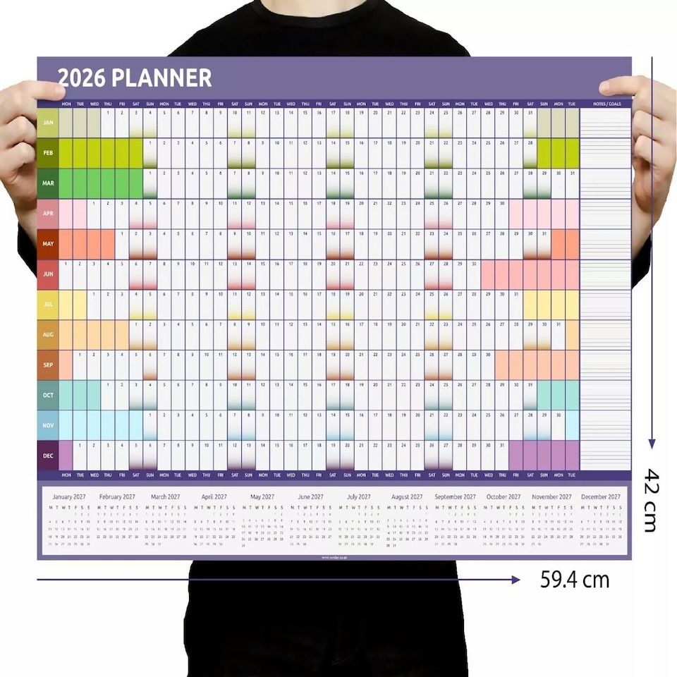 image 1 of A2 2026 Wall Planner Rainbow Design