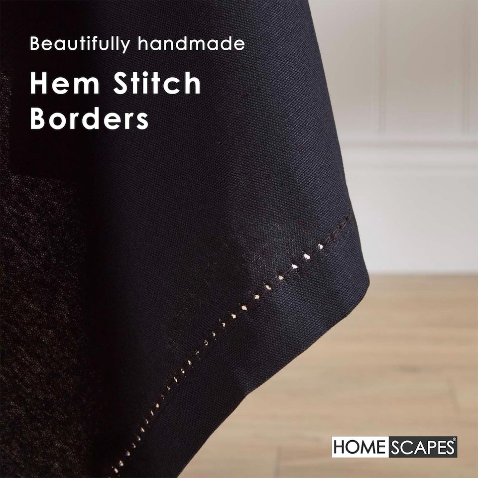 image 1 of Homescapes Black Cotton Tablecloth - 137 x 178 cm | Black | 137cm x 178cm (54" x 70")