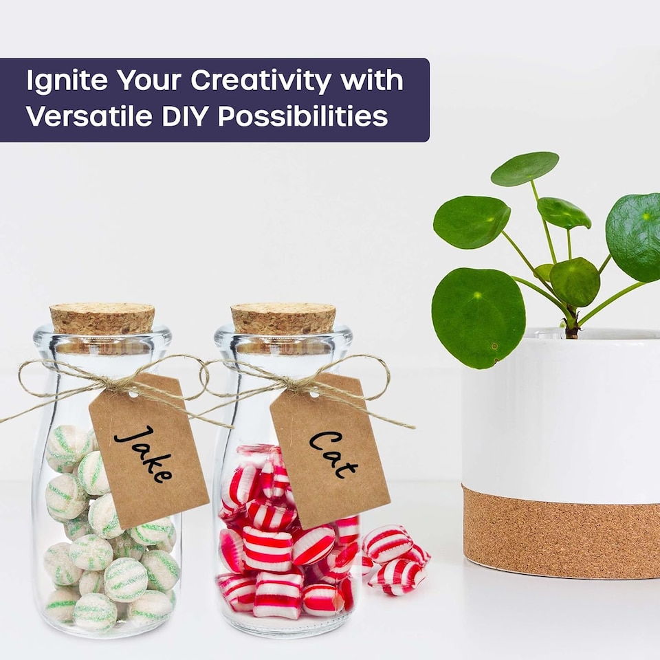 image 1 of 100ml Glass Bottles Jars with Cork Lids for Party Giveaways, Wedding Favours, DIY Projects or Spice Storage | Clear | Clear | 100ml - 12pack | 12