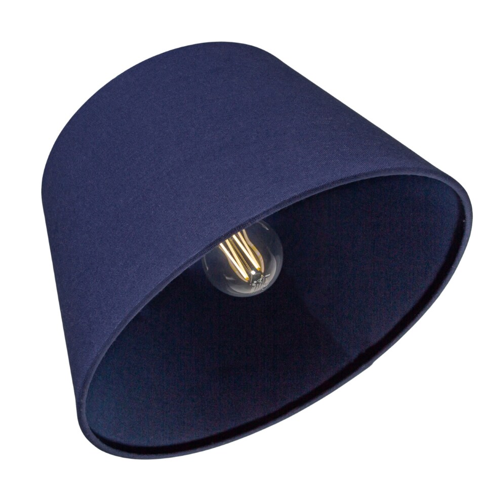 image 1 of Traditional 8 Inch Midnight Blue Linen Drum Table/Pendant Lamp Shade 40w Maximum | Blue