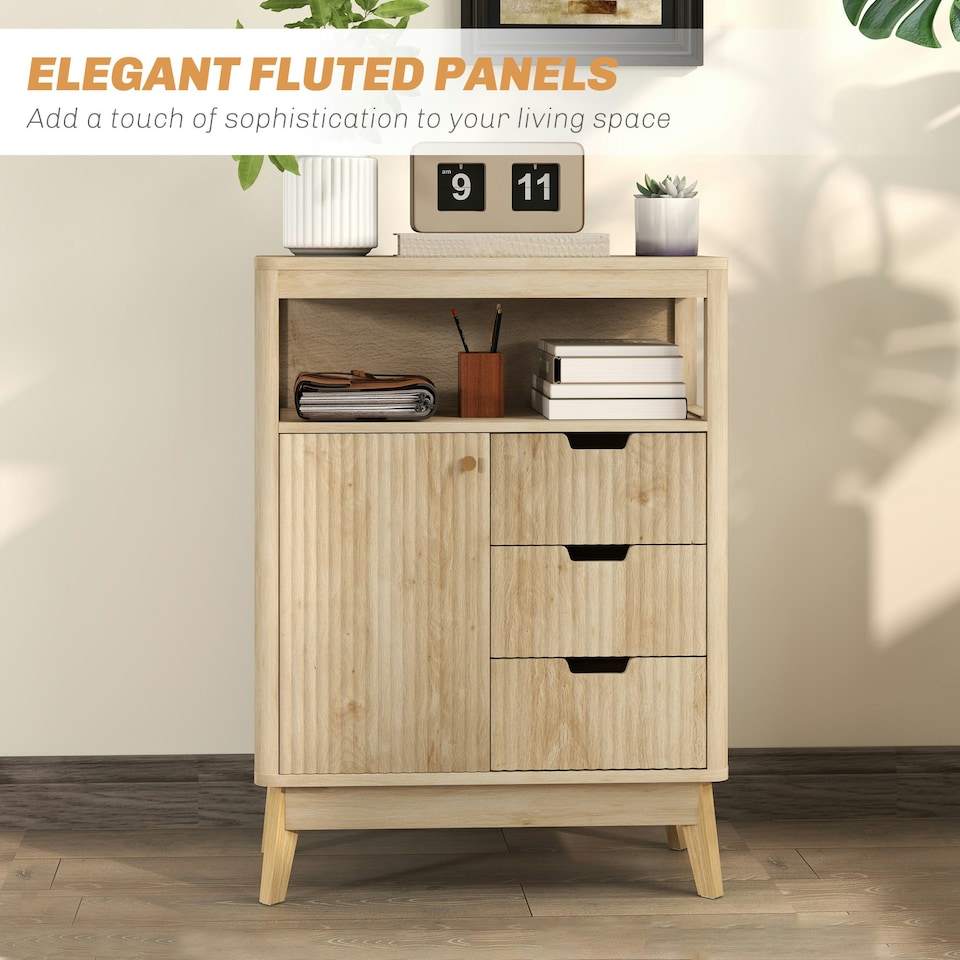 image 1 of HOMCOM Modern Sideboard Storage Cabinet for Living Room Dining Room Bedroom Yellow