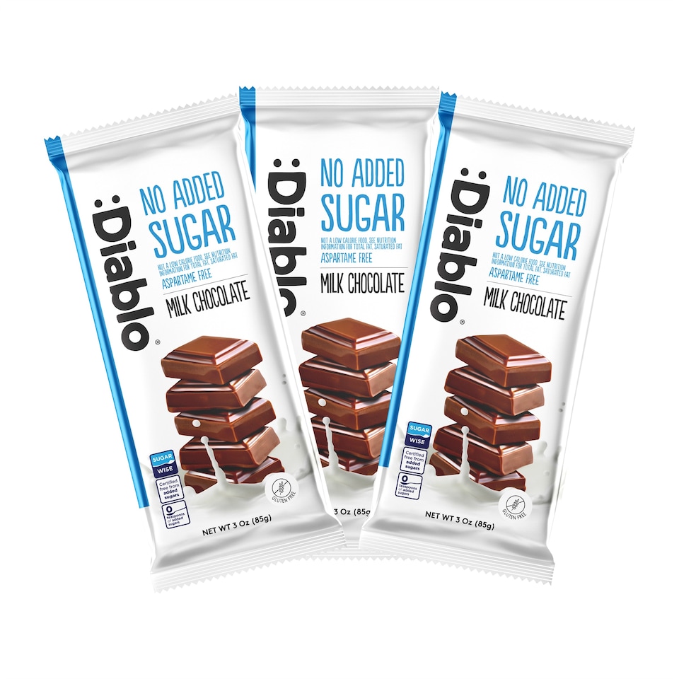 image 1 of Diablo No Added Sugar Milk Chocolate Bar 85g 3 Pack