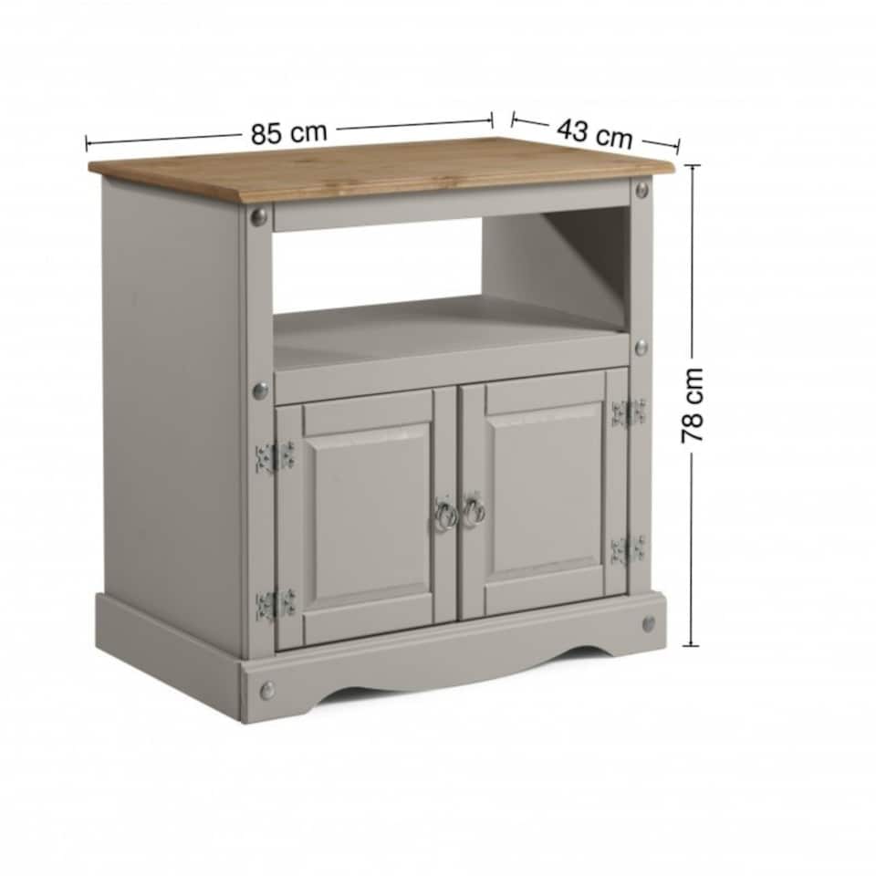 image 1 of Mercers Furniture Corona Grey Wax Straight TV Unit 2 Door 1 Open Shelf Cabinet Stand Solid Wood Pine Wooden with Mexican Styling