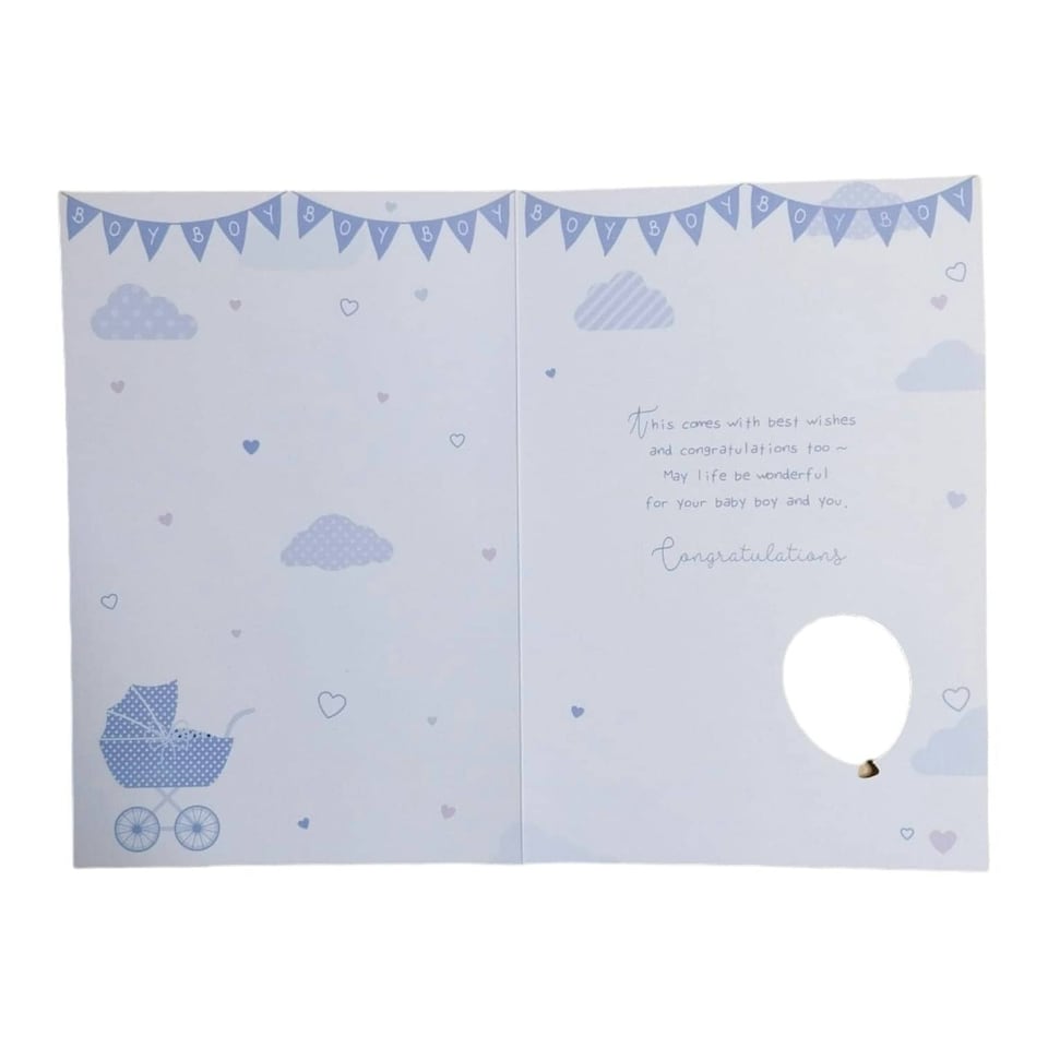 image 1 of On The Birth of a New Baby Boy Balloon Boutique Greeting Card