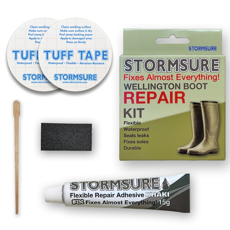 image 1 of Khaki Wellington Boot Repair Kit - Fast, Durable, and Flexible Repairs for Wellington Boot: Great for Splits, Cracks, and Holes