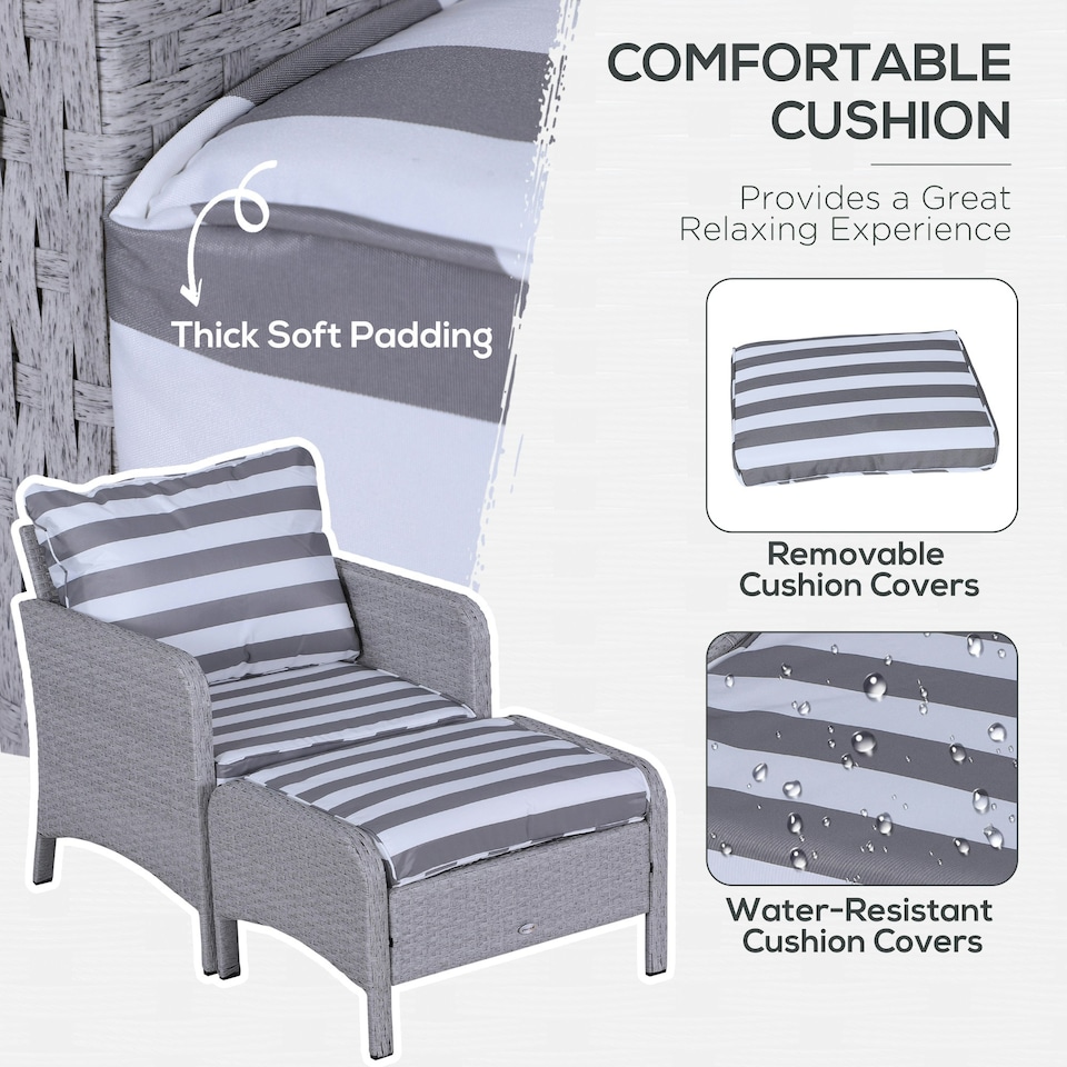 image 1 of Outsunny 5 Pieces Outdoor Patio Furniture Set Wicker Conversation Set Dark Grey
